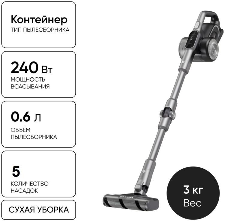 Пылесос вертикальный Jimmy Cordless Vacuum Cleaner H10 Flex Hercules Black+Silver