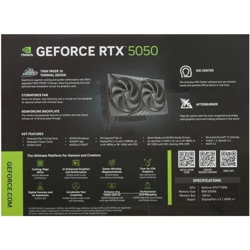 Видеокарта MSI GeForce RTX 5050 8G GAMING 8G (G5050-8G)