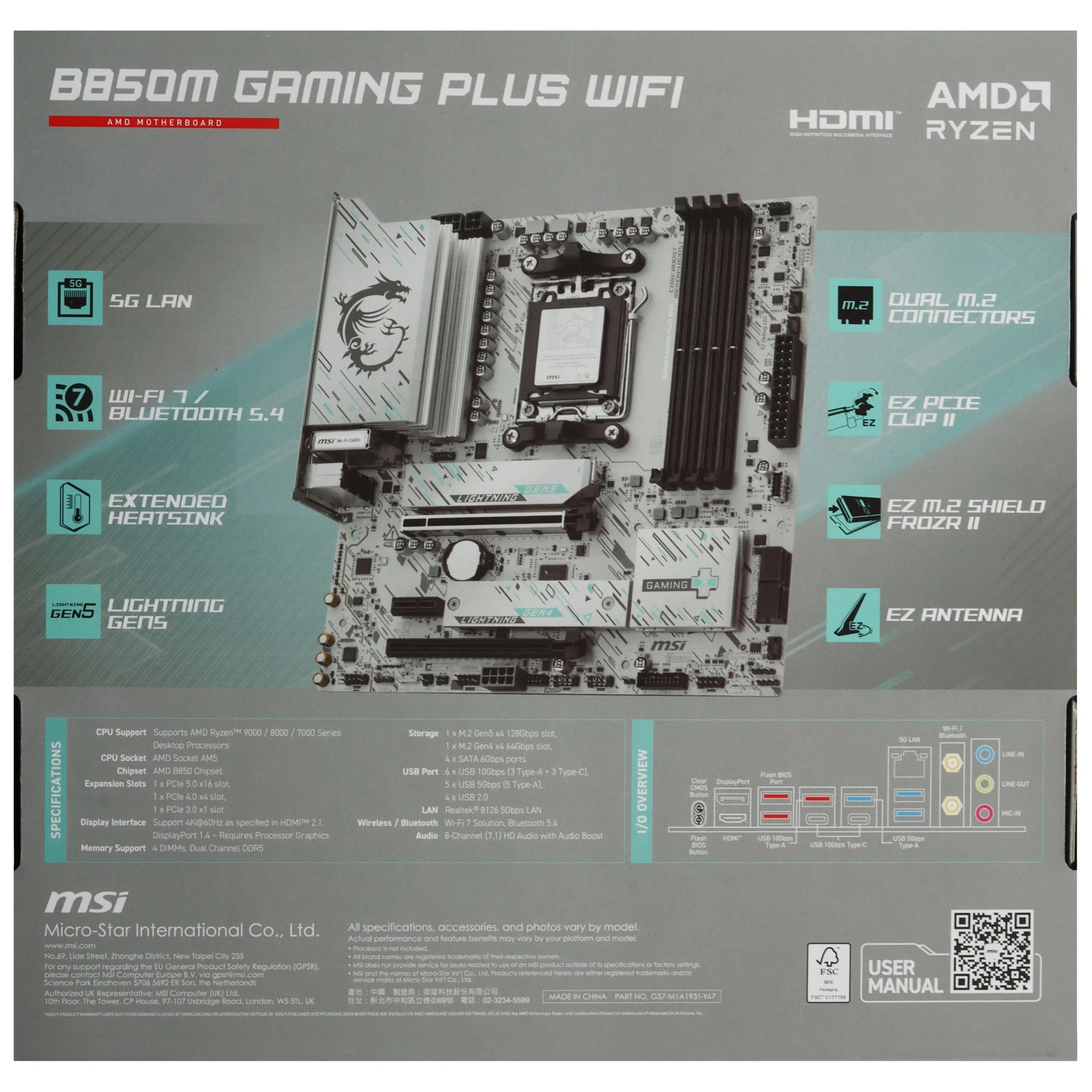 Материнская плата MSI B850M GAMING PLUS WIFI DDR5
