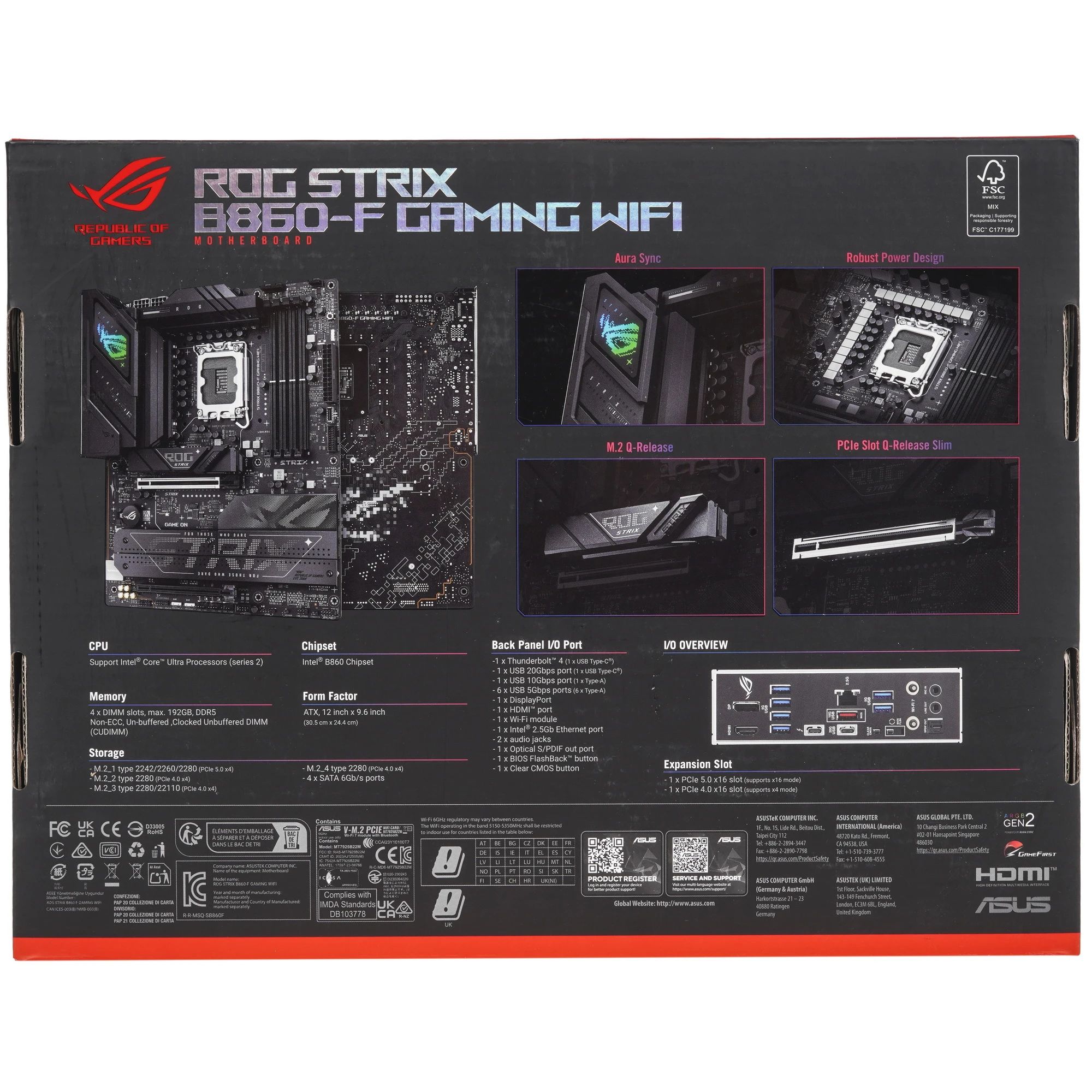 Материнская плата Asus ROG STRIX B860-F GAMING WIFI DDR5
