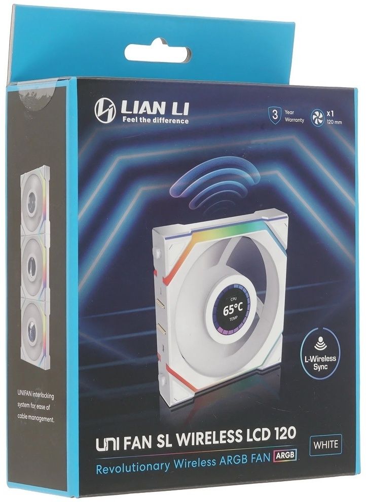 Кулер Lian Li UNI FAN SL WIRELESS LCD 120 White (G99.12SLLCD1W1W.00)