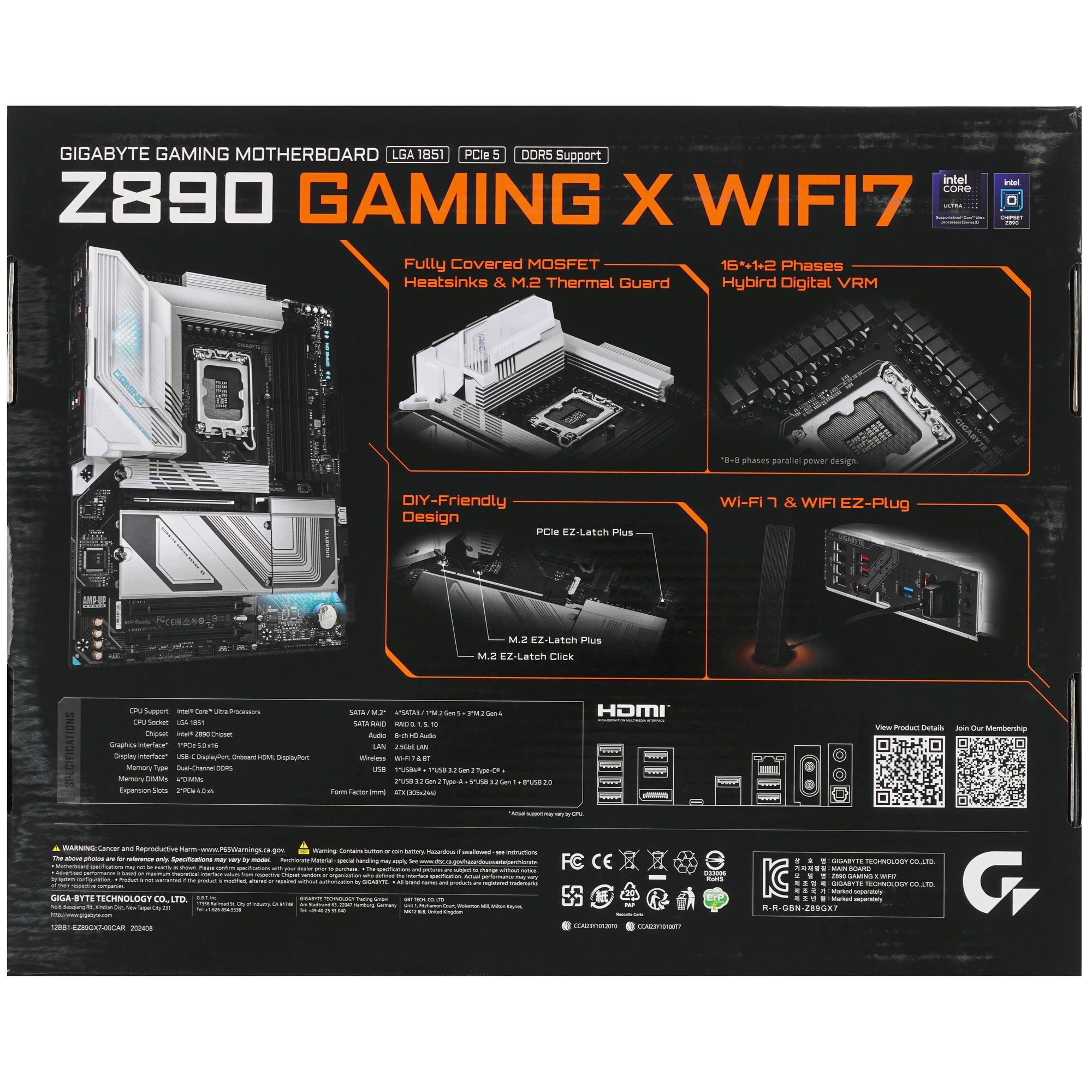 Материнская плата Gigabyte Z890 GAMING X WIFI7 1.0 DDR5